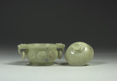 图片[3]-Jade incense burner with handles and phoenix pattern, Qing dynasty (1644-1911)-China Archive